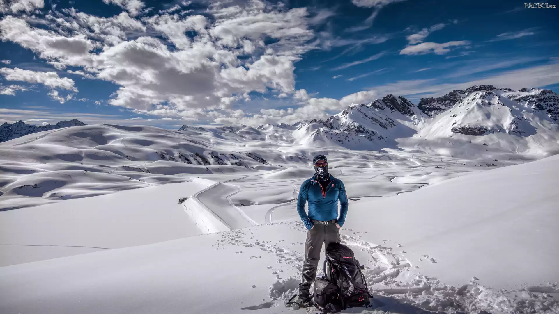 Mężczyzna, Góry, Zima